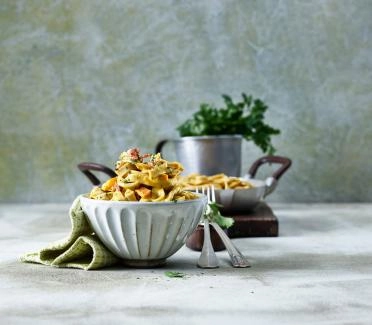 Pasta mit Speck-Kürbis-Rahmsauce